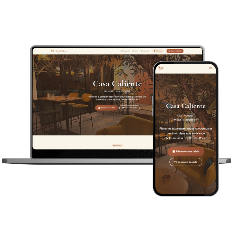 mockup site web casa caliente