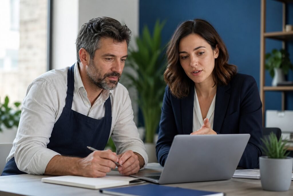 Entrepreneur et spécialiste marketing préparant une campagne ensemble