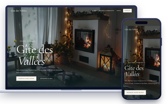 Site internet d’un gîte de charme réalisé par WebFlash, affiché sur ordinateur et sur mobile
